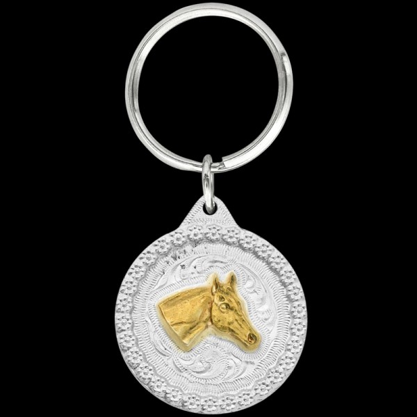 Embrace equine elegance with our Gold Horse Head Right Keychain. Intricately designed, it's a timeless accessory for horse enthusiasts and admirers of equine beauty. Order now!
